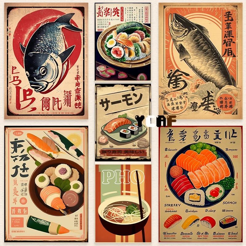 Japanese Food Lifestyle - Vintage Jepang Poster makanan kanvas cetak