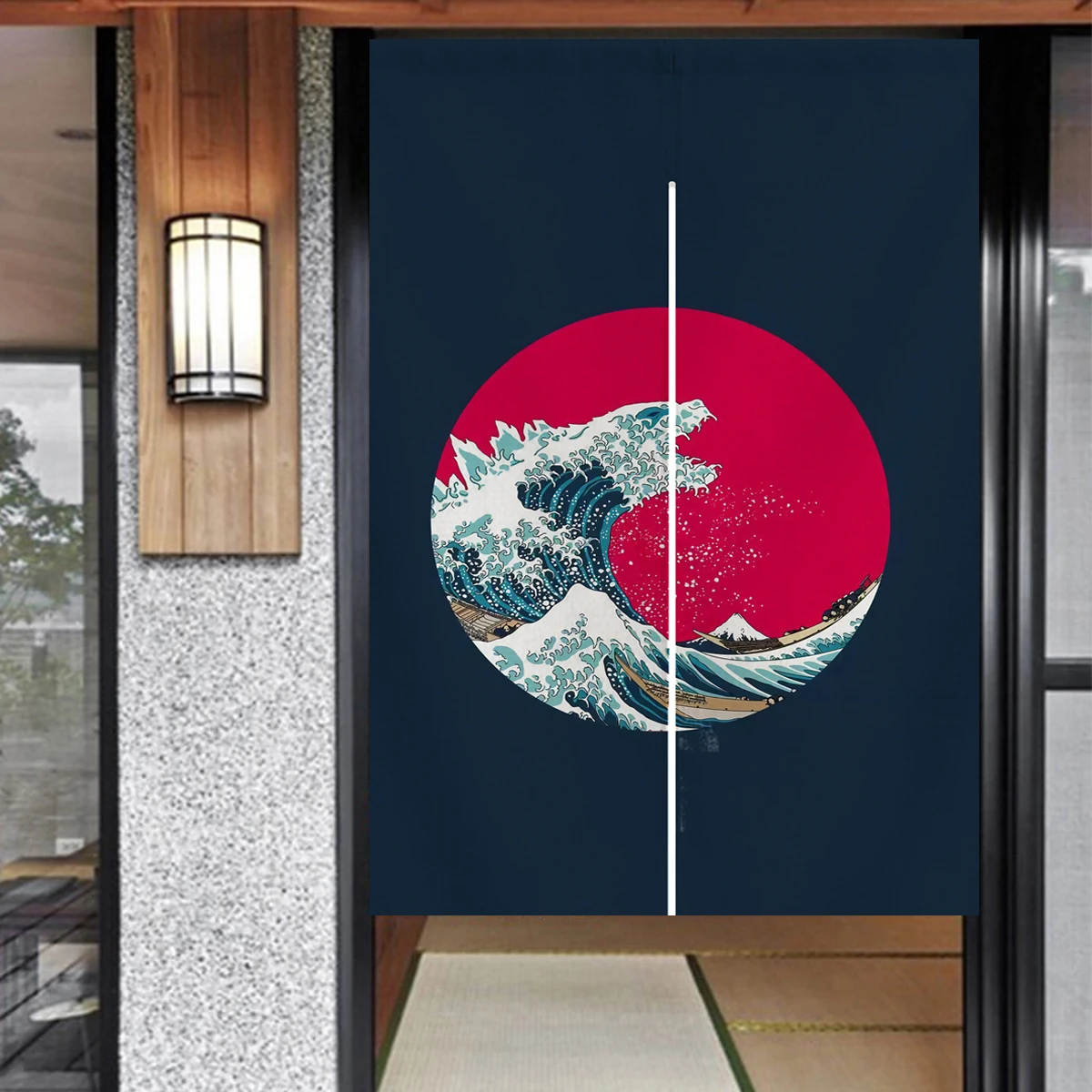 Noren Curtain Doorway - Tirai Pintu Pola Gelombang Jepang Ofat