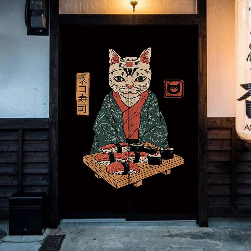 Tirai Noren Kartun Kucing Rame - Noren Curtain Doorway ulasan dan harga