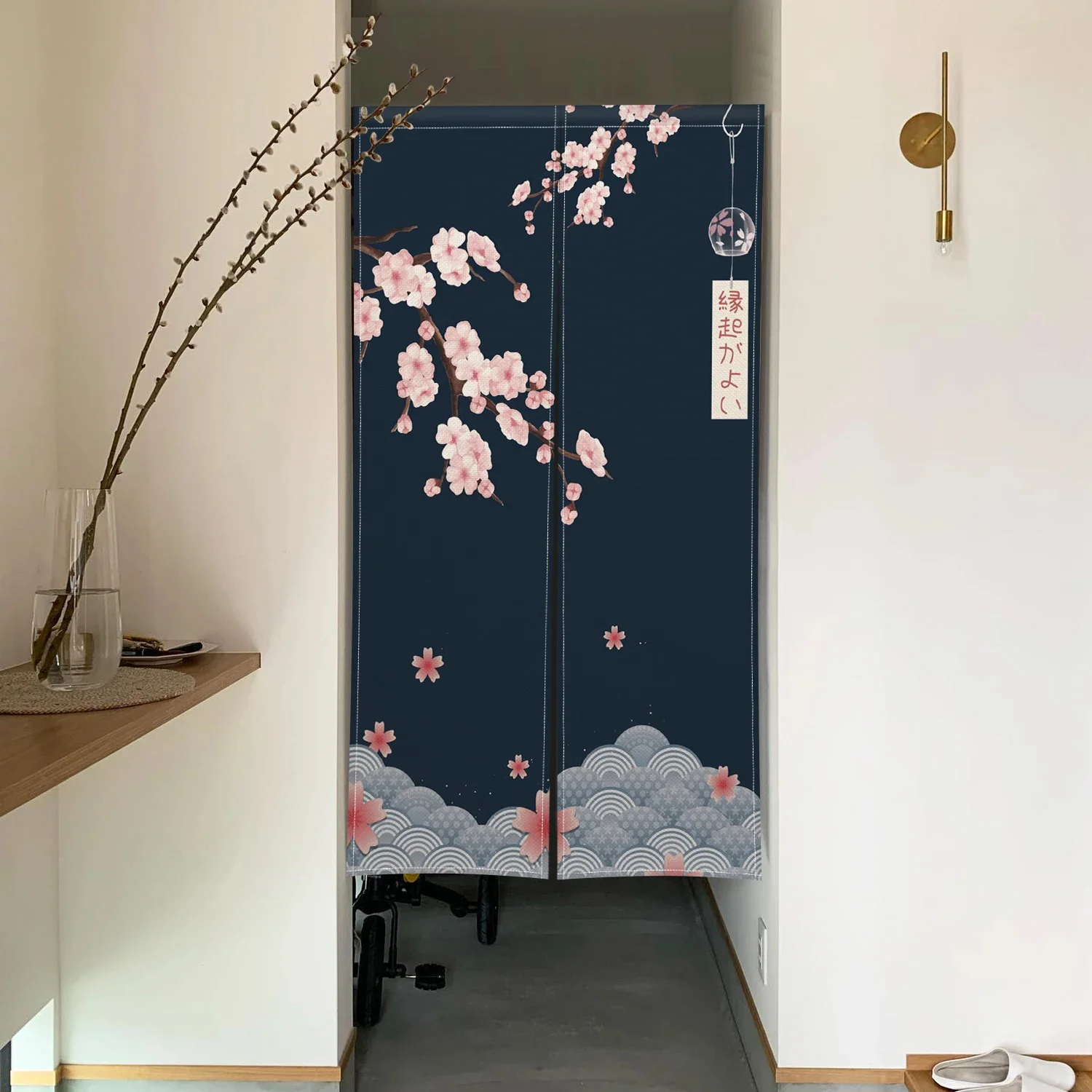 Tirai pintu bunga sakura Jepan - Noren Curtain Doorway ulasan dan harga
