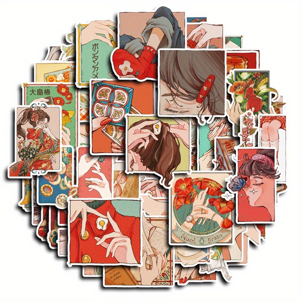 50Pcs Stiker Gaya Tradisional  - Japanese Lifestyle And Traditions ulasan dan harga